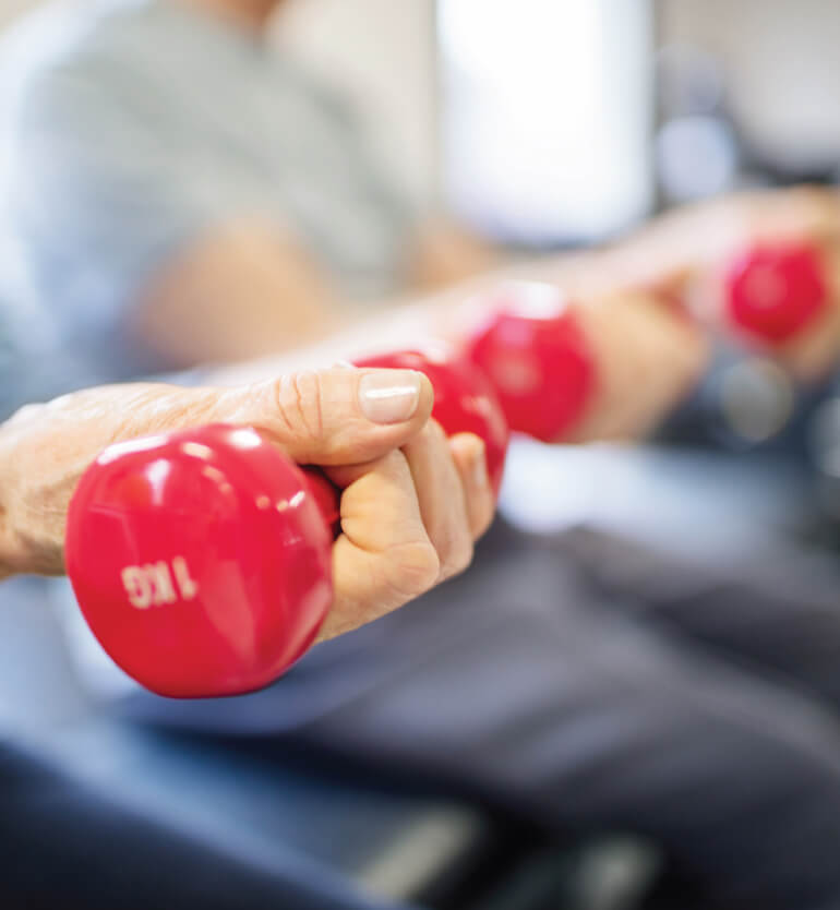 weights in hands